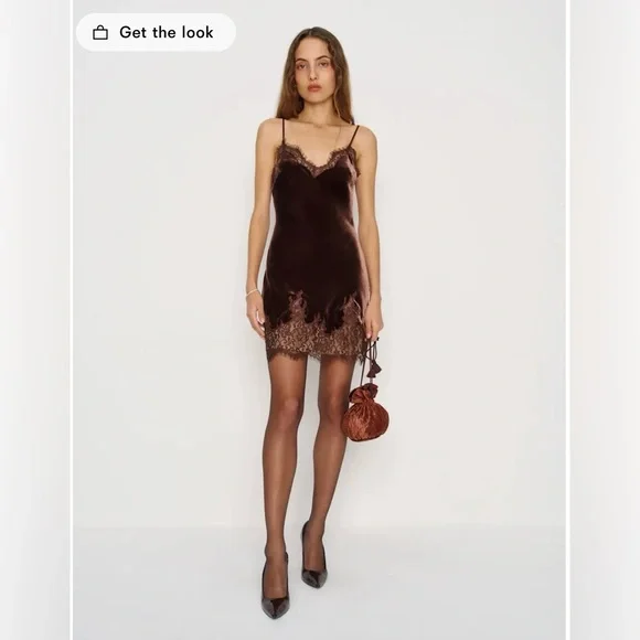 NWT Reformation Mahogany Lace Velvet Dress - Picture 1 of 6